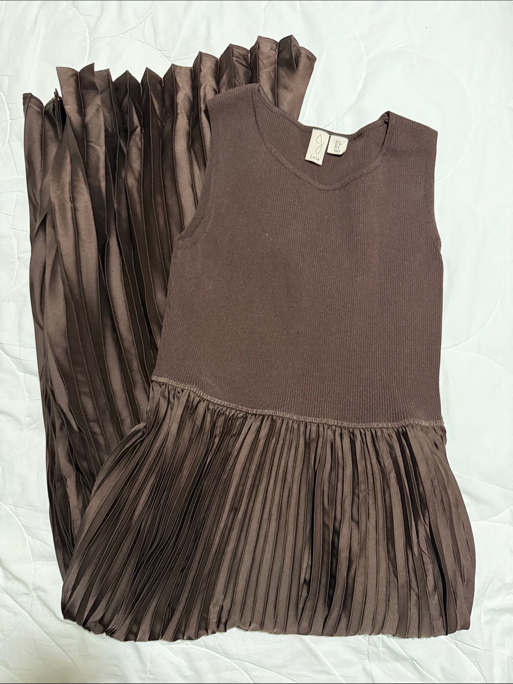 Joie Dark Brown Sleeveless Pleated Midi Dress
